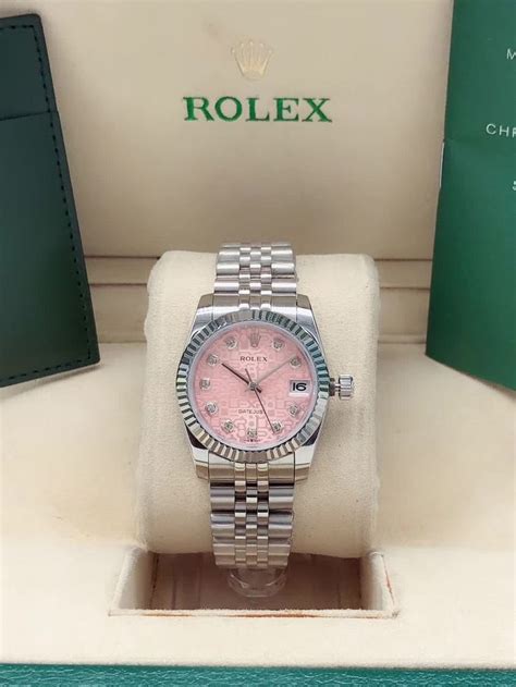 pink rolex silver|pink Rolex for women.